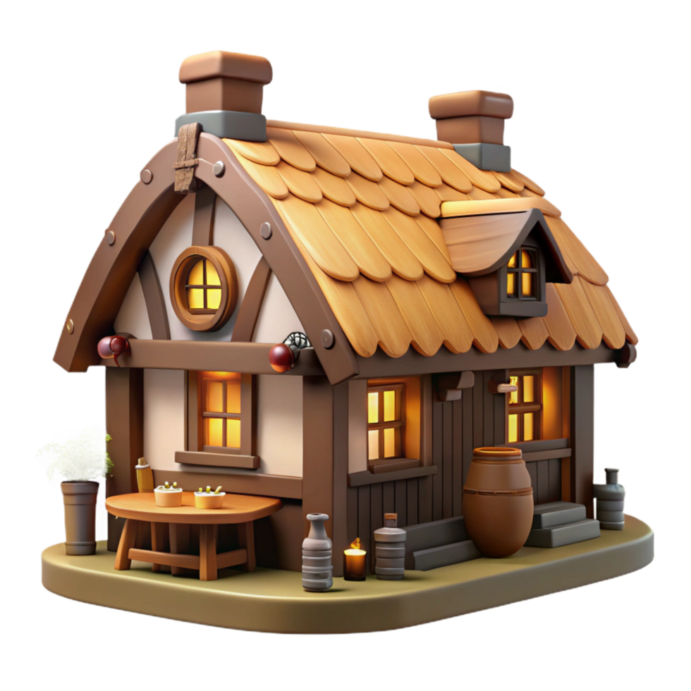 playful dazzling A traditional English pub with a thatched roof, warm inviting lighting, cozy interior, traditional decor, sense of community and history 8K png