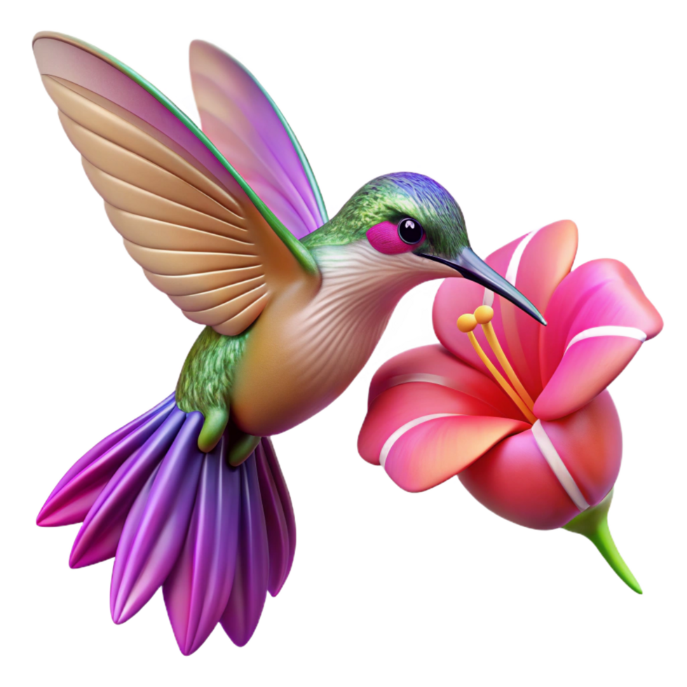glorious dreamy minimalist A hummingbird sipping nectar from a vibrant fuchsia flower, macro photography, soft diffused lighting fine detail png