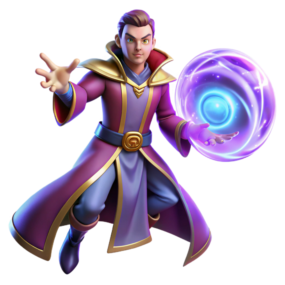 romantic impressive A powerful sorcerer casting a spell of swirling arcane energy, vibrant, dynamic lighting, comic book style crisp png