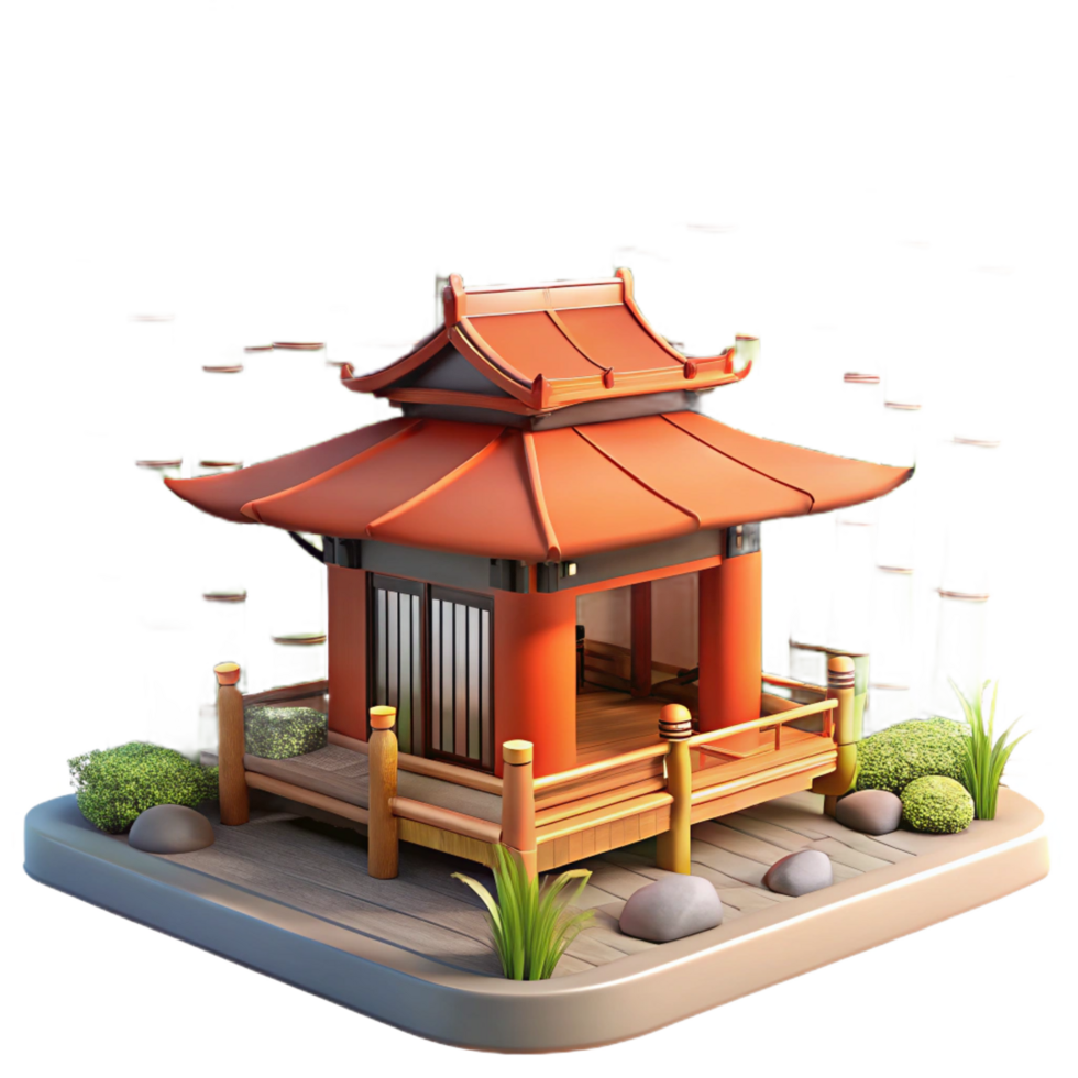 hypnotic standout Japanese tea house nestled in a bamboo forest, soft morning light, serene atmosphere, traditional Japanese painting style, png