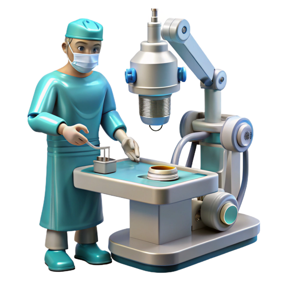 iconic geometric A robotic surgeon performing a delicate operation, intricate instruments, sterile, bright lighting, photorealistic style 8K png