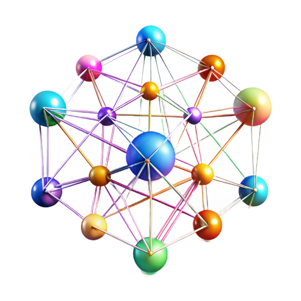 timeless modern A network of interconnected nodes pulsating with data, intricate lines of light connecting them, dynamic and colorful lighting, abstract data visualization style top tier png
