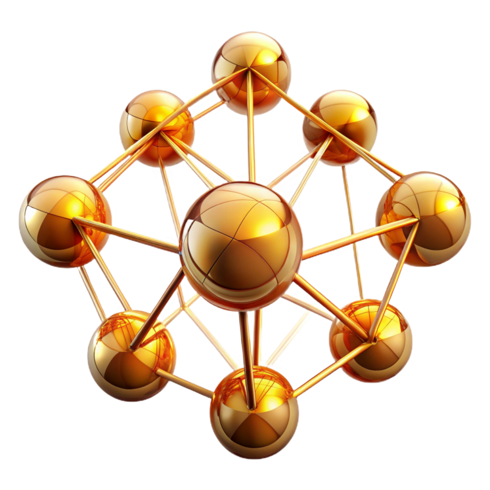 peaceful gorgeous A network of interconnected glowing orbs, creating a complex and dynamic structure, illuminated by a warm, golden light. Abstract network visualization, futuristic museum quality png