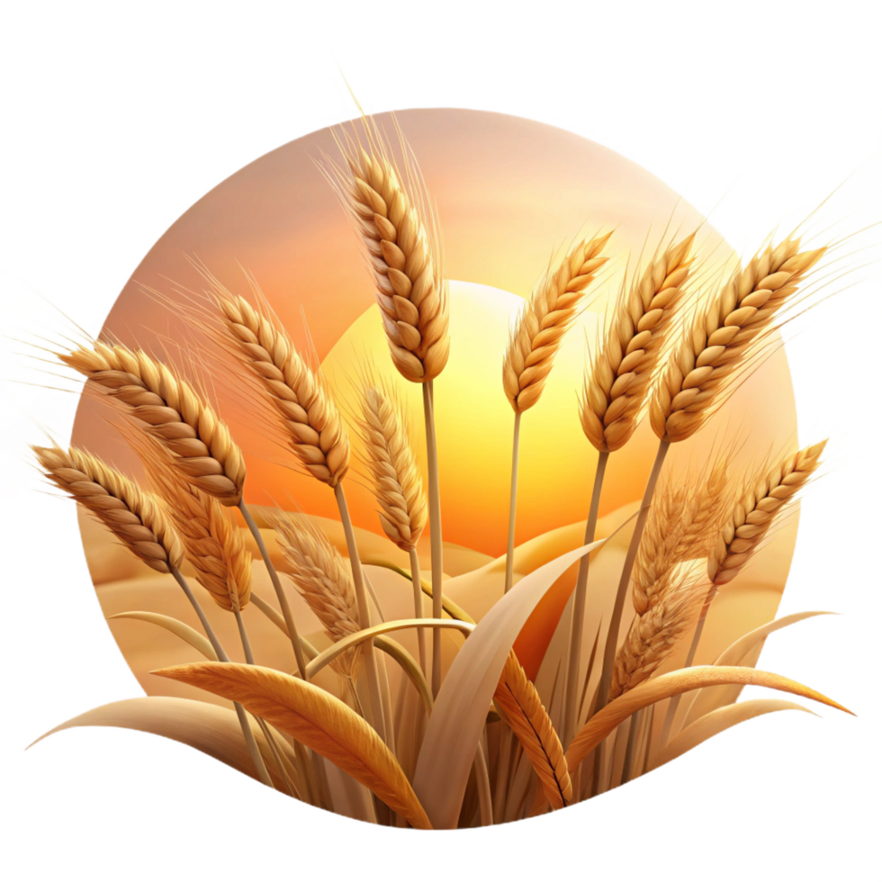 sumptuous harmonious vintage A field of wheat swaying in the wind, golden hour lighting, peaceful and serene style museum quality png