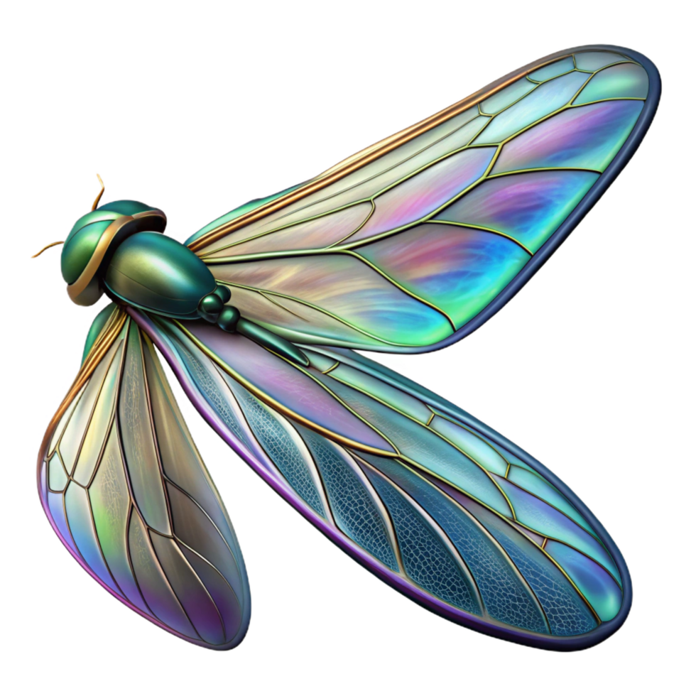 harmonious mesmerizing A close up of a dragonfly s wing, iridescent colors, macro photography style professional png