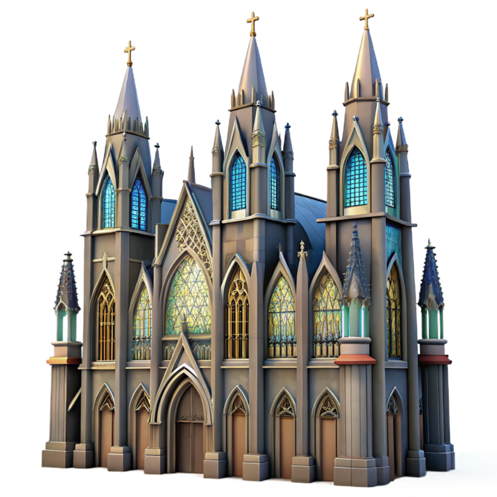 acclaimed nordic A towering, gothic cathedral, intricate carvings and stained glass windows, dramatic and awe inspiring style studio quality png