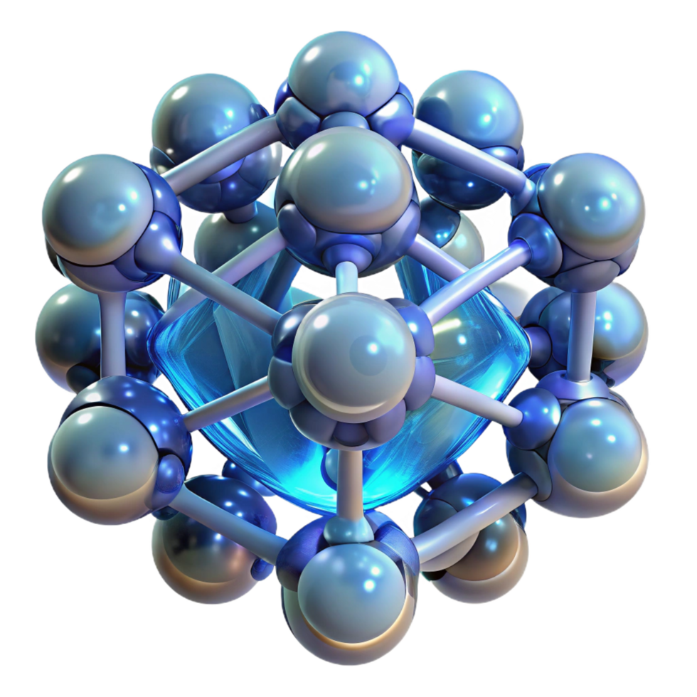 distinguished gothic A group of nanobots forming a complex, self assembling structure, illuminated by a microscopic light source, in a scientific visualization style perfect clarity png