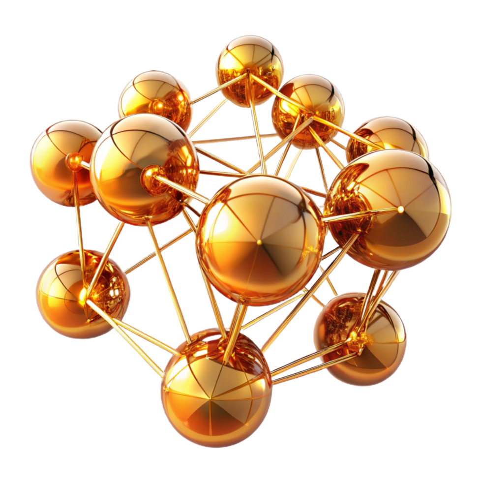 tranquil serene A network of interconnected glowing orbs, creating a complex and dynamic structure, illuminated by a warm, golden light. Abstract network visualization, futuristic artisan png
