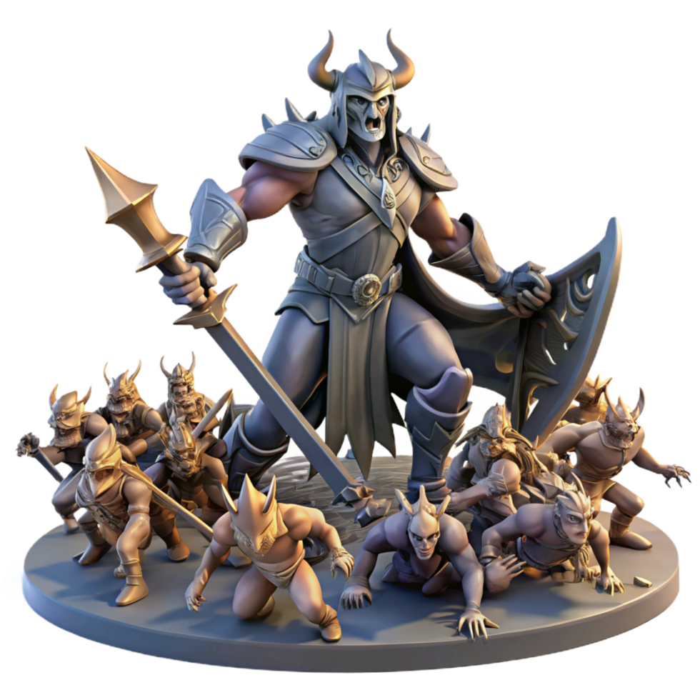 wonderful nordic A valiant paladin battling a demonic horde, epic battle scene, dark fantasy style impeccable png