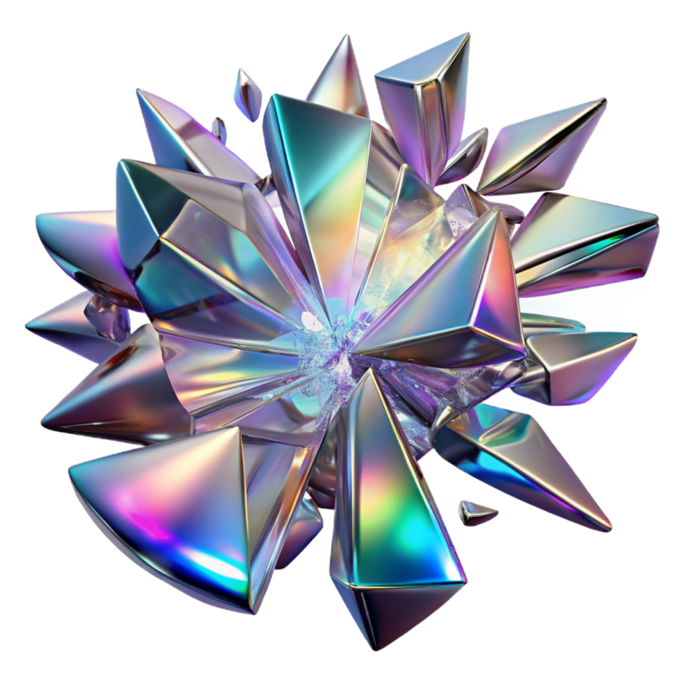 whimsical enchanting Shattered fragments of glass refracting iridescent light beams, in a dynamic, explosive composition, with a crystalline, refractive style perfect clarity png