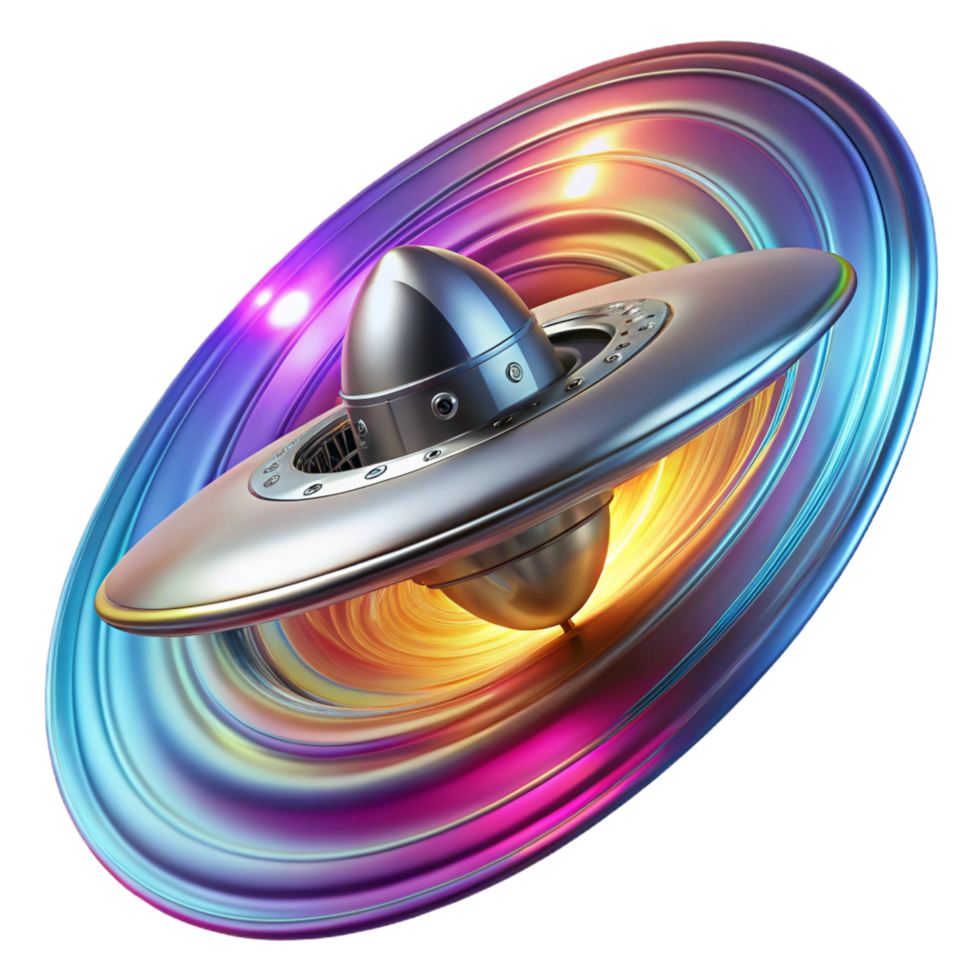 romantic dramatic A sleek, chrome spaceship pierces through a wormhole, vibrant fractal patterns swirling around it. Intense, colorful lighting. Art Deco style flawless png