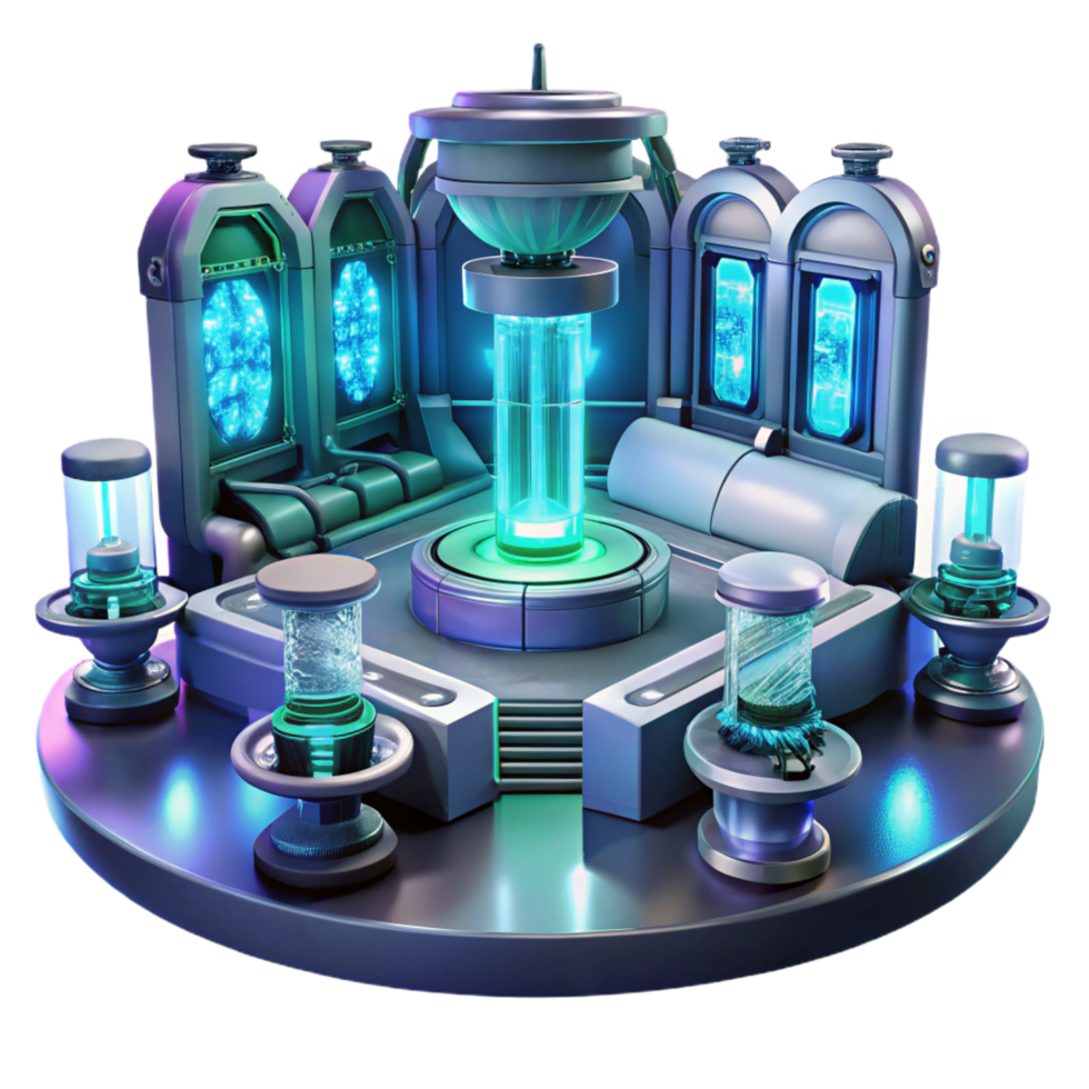 calm majestic A futuristic laboratory, filled with advanced technology and glowing screens, illuminated by a cool, sterile light, rendered in a sci fi, cinematic style 8K png