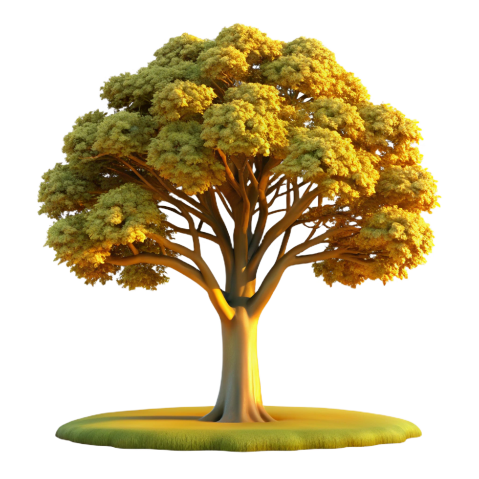 striking quintessential A majestic oak tree in a field, golden hour lighting, photorealistic style png