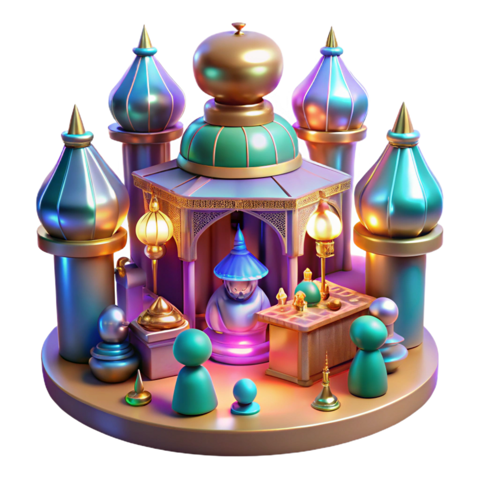 rare urban A futuristic marketplace, filled with alien vendors and strange wares, bathed in the warm glow of holographic torches. Orientalist style. Ambient lighting professional png