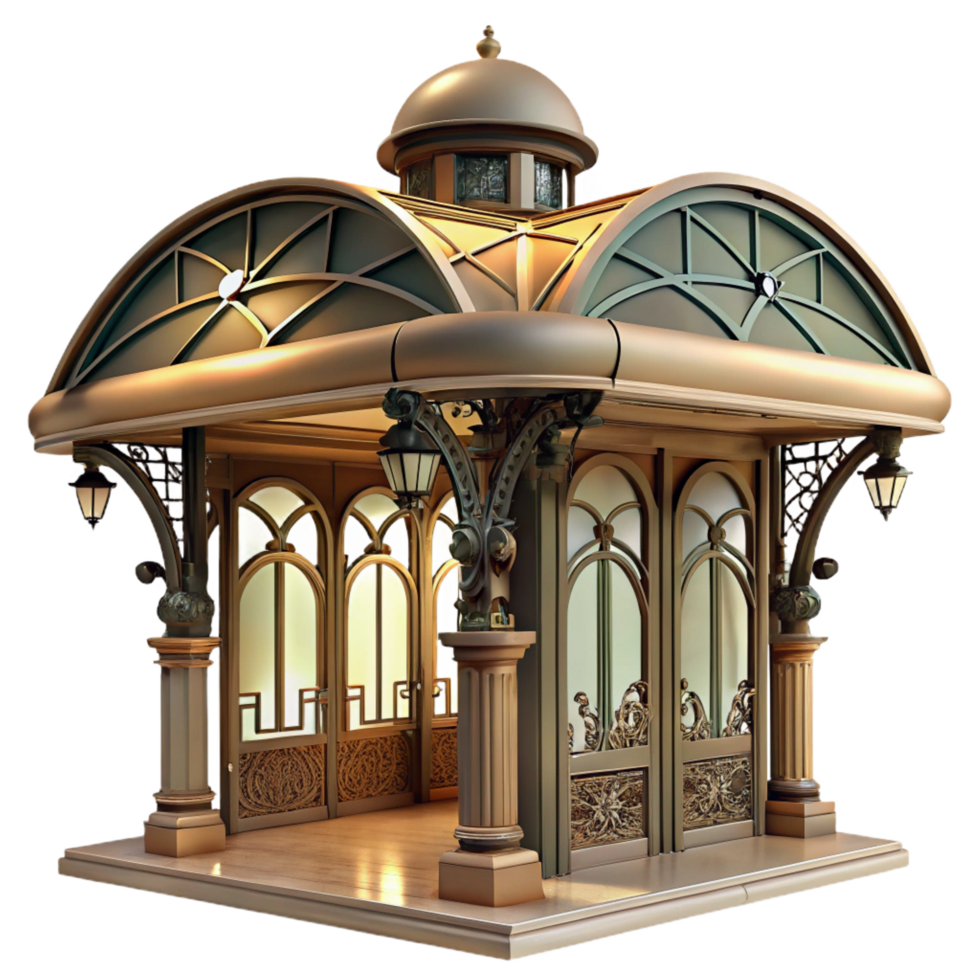 inspired vintage Art Nouveau metro station, ornate ironwork, soft warm light, highly detailed, expertly shot png