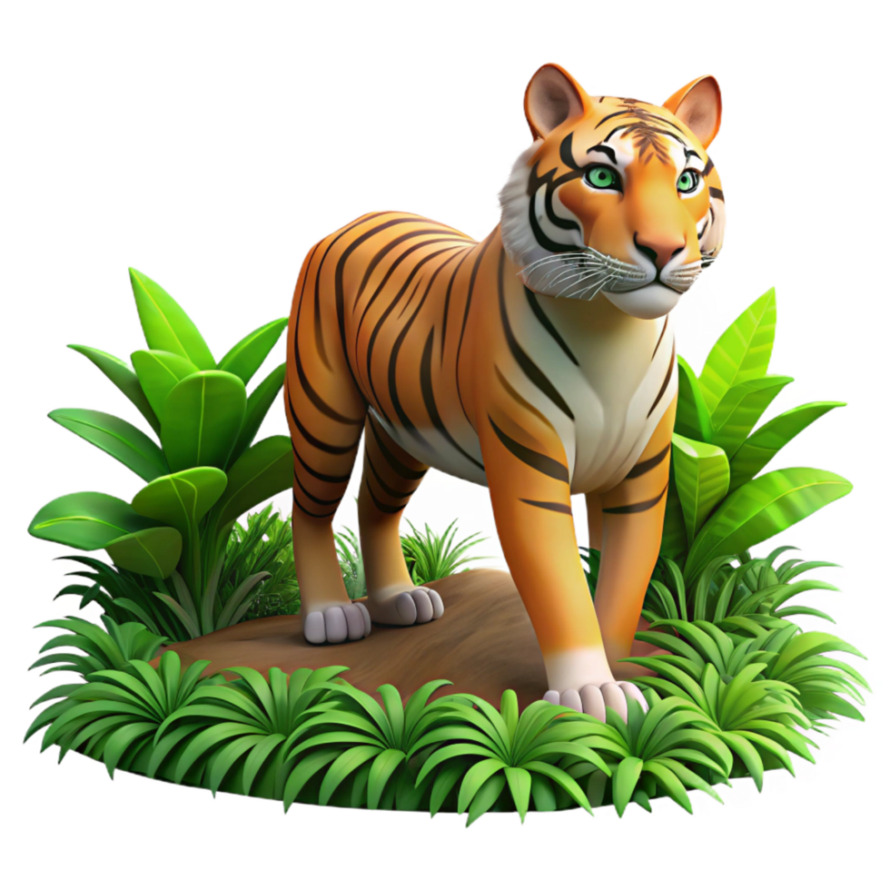 tranquil extraordinary A majestic tiger stalking through the jungle, dappled sunlight, realistic rendering expertly shot png