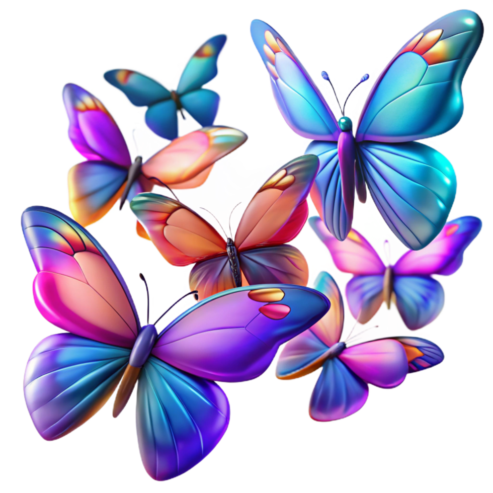 alluring tranquil avant garde A swarm of butterflies, vibrant colors, dynamic movement, bokeh background high resolution png