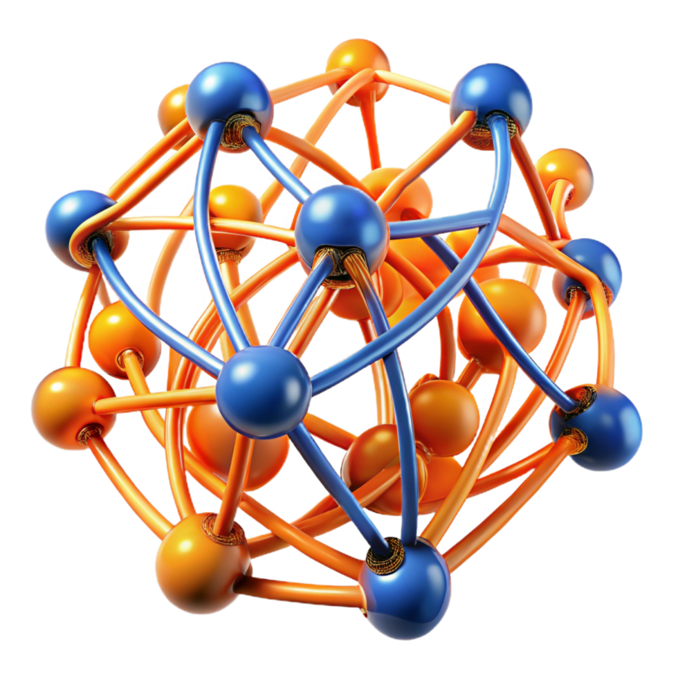 radiant notable A network of intricate, flowing lines, resembling neural pathways, in shades of vibrant orange and electric blue, lit by a flickering, candlelight, in an abstract expressionist style png