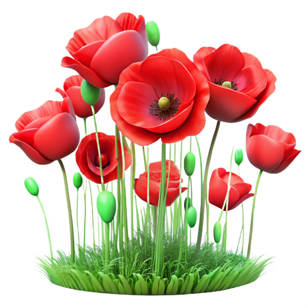 fascinating harmonious rustic A field of blooming poppies in the wind, vibrant red and green, Impressionist style high quality png