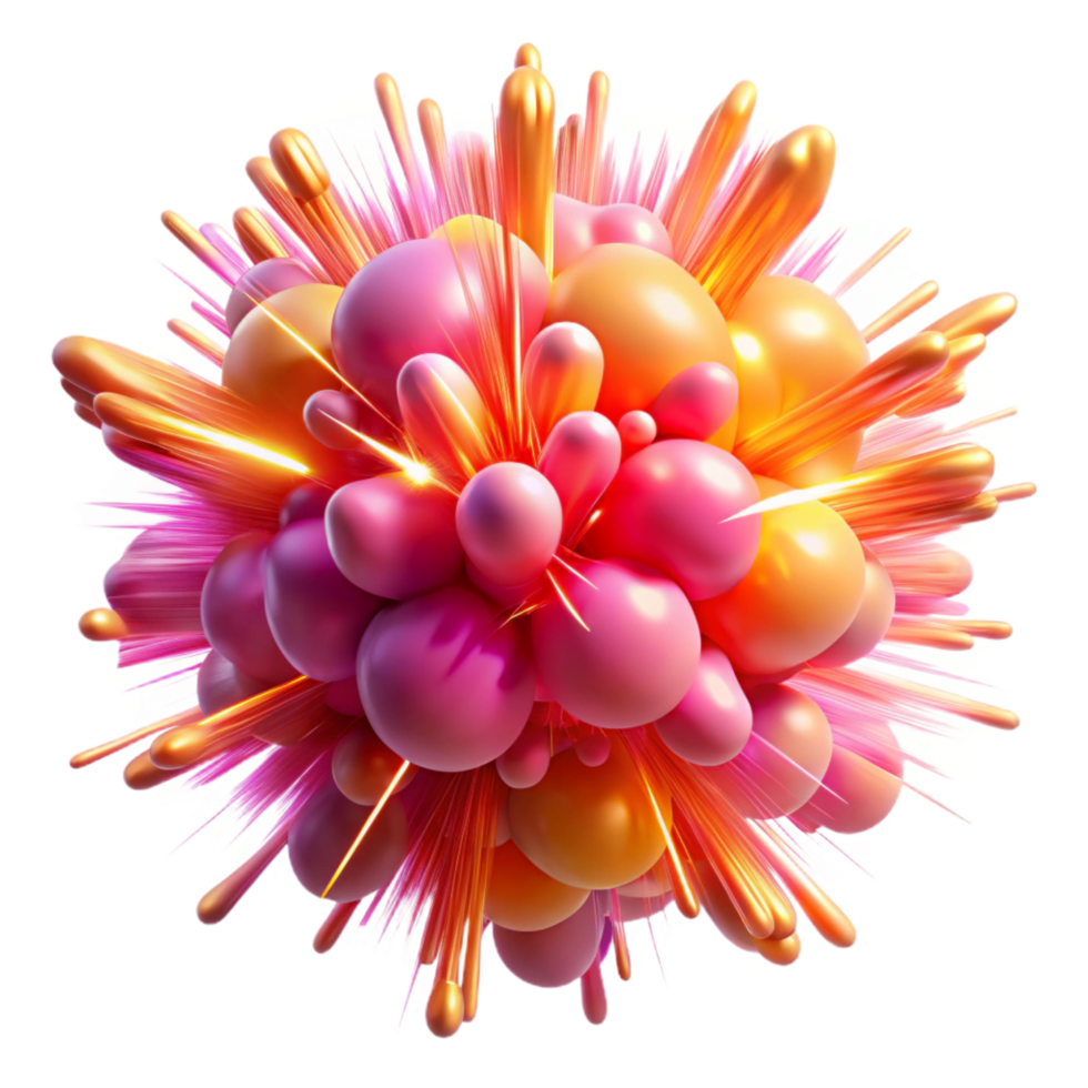 glorious nostalgic elegant A dynamic explosion of particles and light trails, in shades of vibrant pink and orange, with a futuristic, cyberpunk aesthetic luxury png