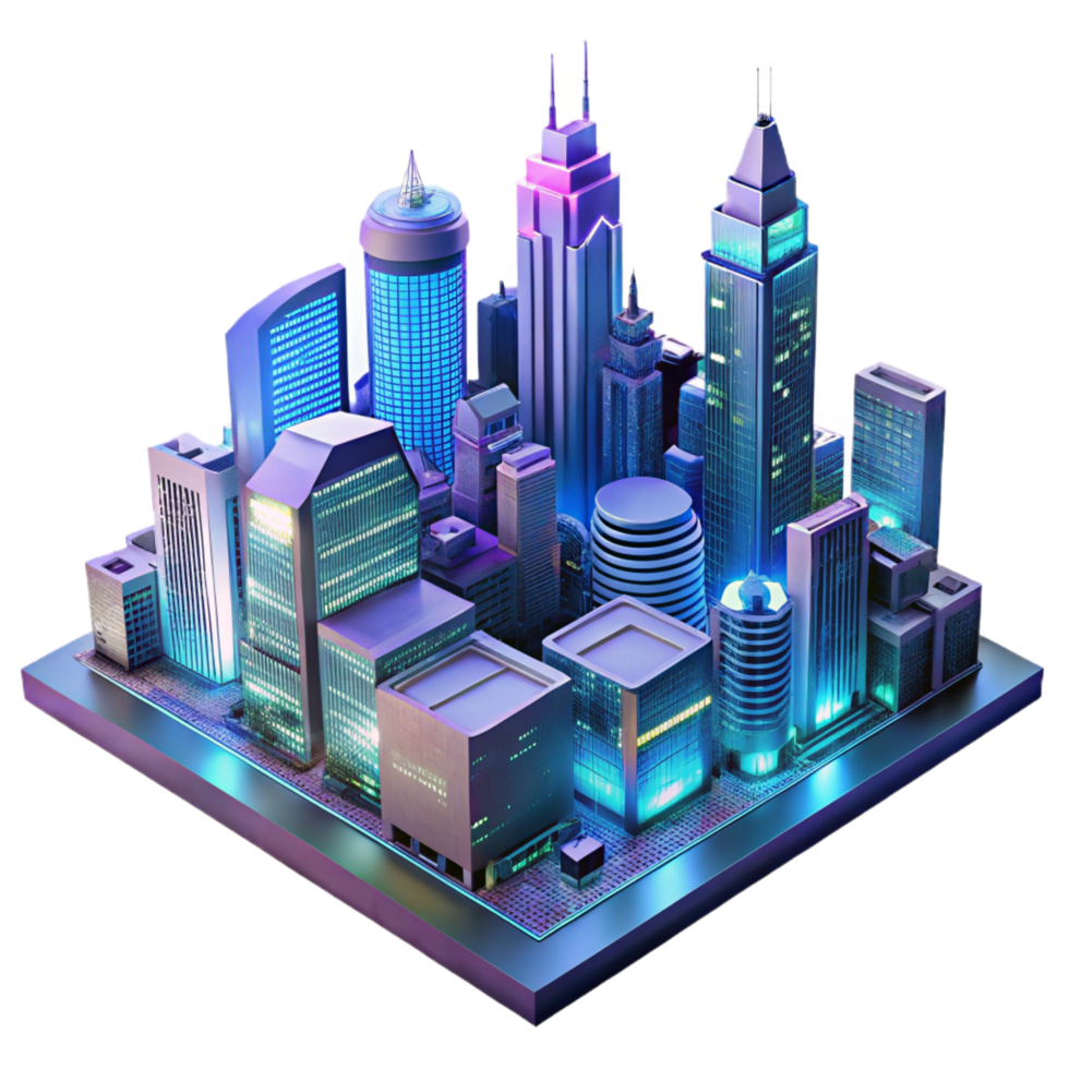 striking passionate retro A futuristic cityscape at night, skyscrapers adorned with holographic advertisements, neon lights reflecting in rain slicked streets, cinematic style exclusive png