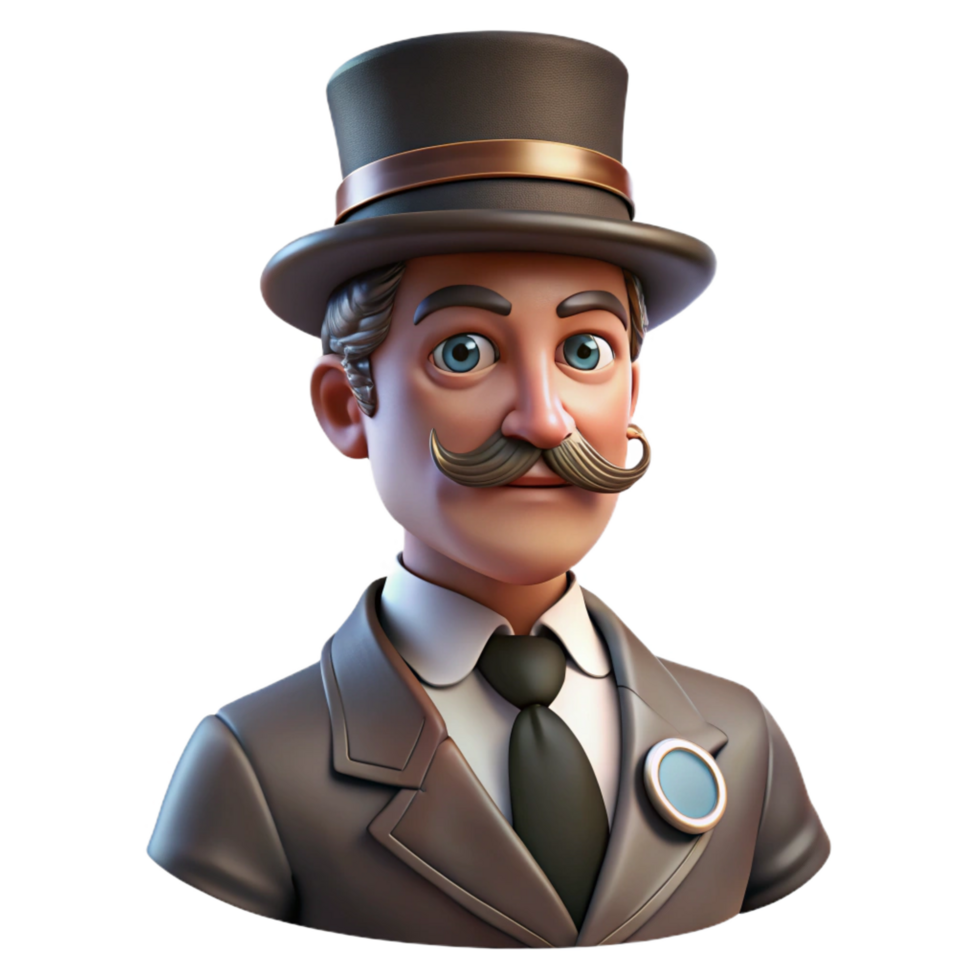 immaculate inspired Portrait of a Victorian gentleman with a monocle and top hat, soft window light, vintage style png