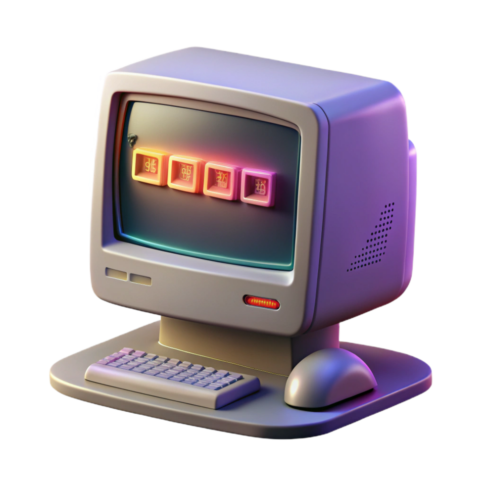splendid sought after A vintage computer monitor displaying a cryptic message, static flickering across the screen, dark lighting, retro style png