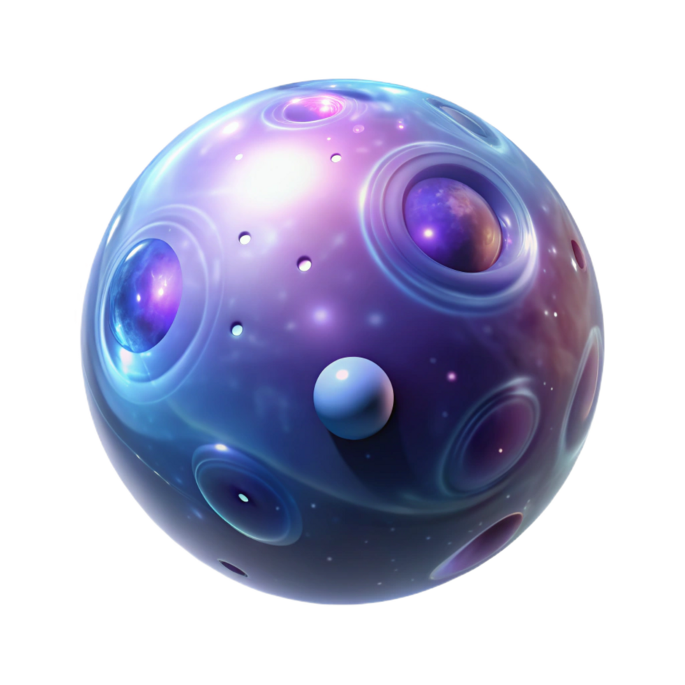 magnificent acclaimed A floating, translucent orb filled with swirling galaxies, emitting a soft ethereal glow, with volumetric lighting, in a cosmic horror style png