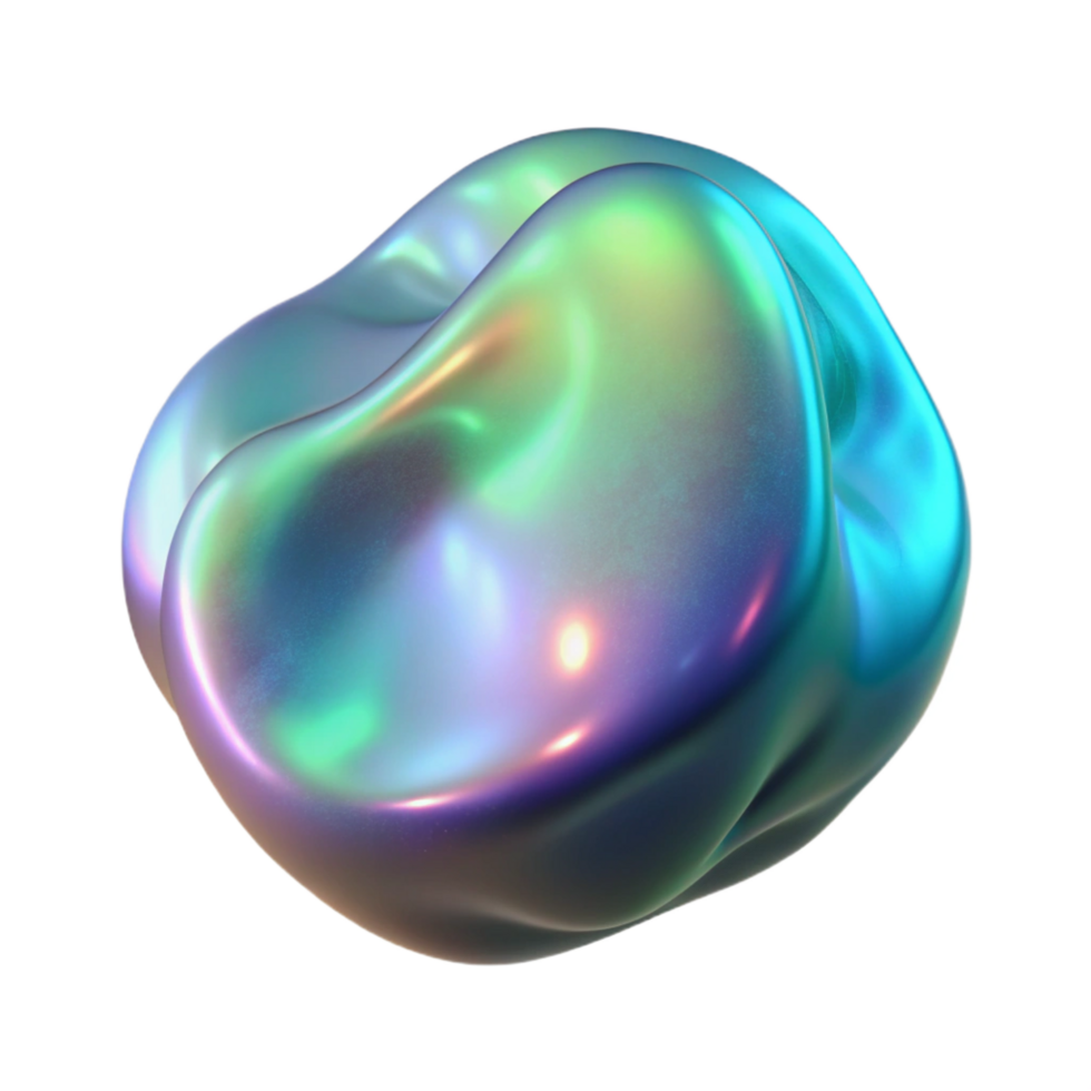 coveted modern A translucent, amorphous blob with iridescent, oil slick like textures, lit from within with a pulsating, bioluminescent glow sharp png