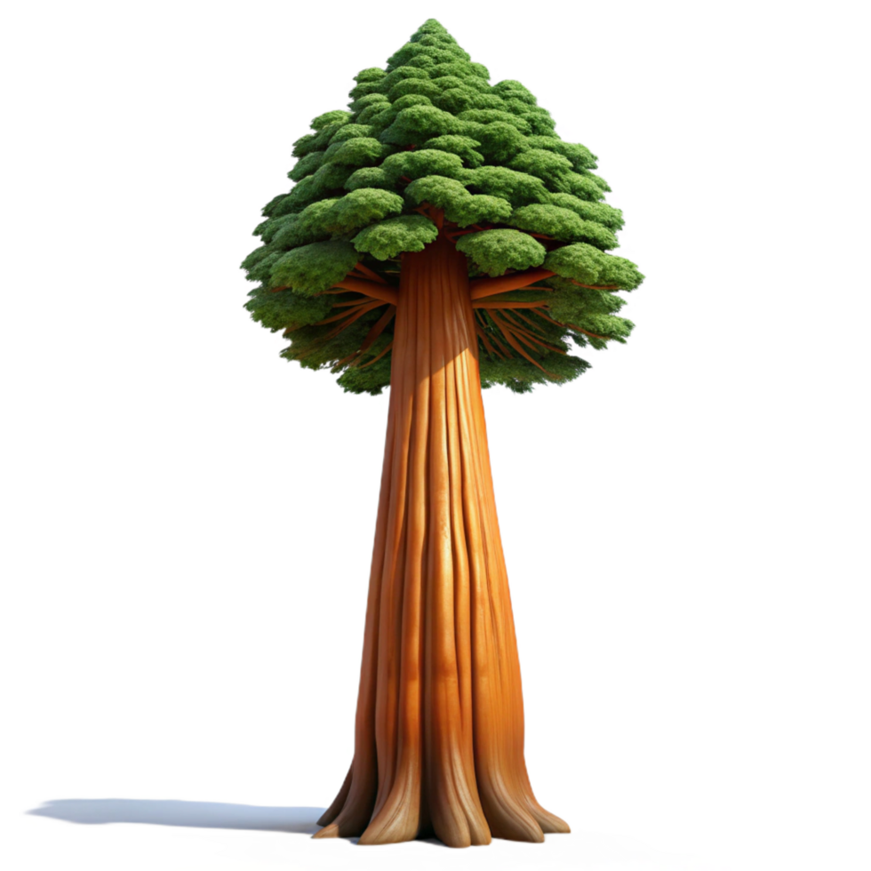 extraordinary reflective tropical A giant sequoia tree towering over a forest, detailed and realistic, with dappled sunlight filtering through the branches expertly shot png