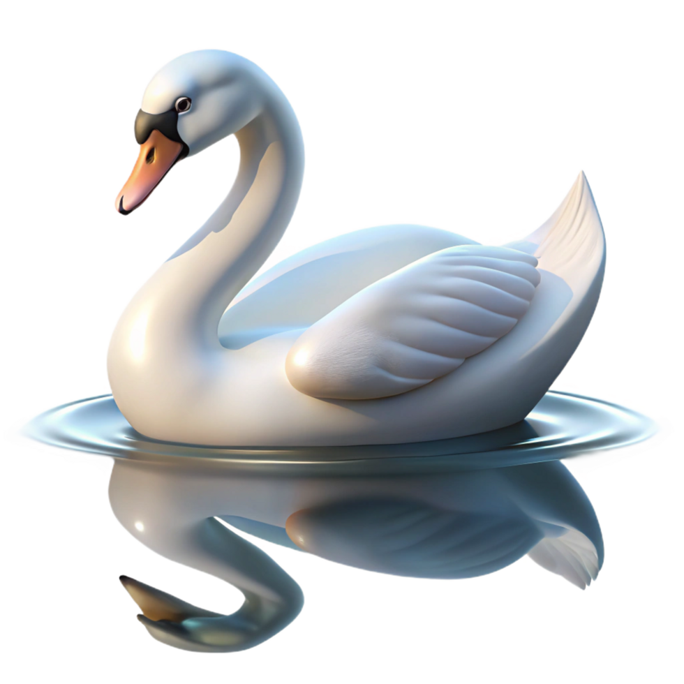 glorious elegant A graceful swan gliding across a calm lake, soft, reflective light, serene and elegant style museum quality png