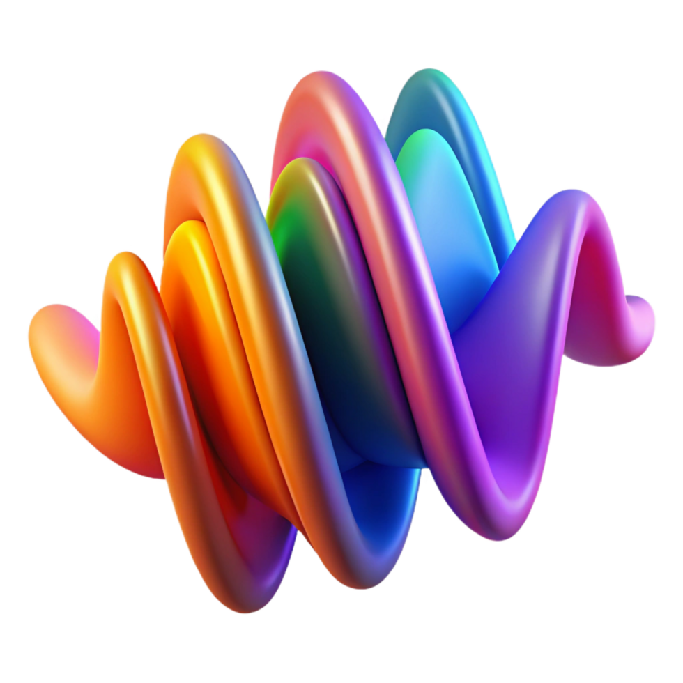 playful captivating An abstract representation of sound waves, using vibrant colors and dynamic shapes, with a dramatic, contrasting light source authentic png