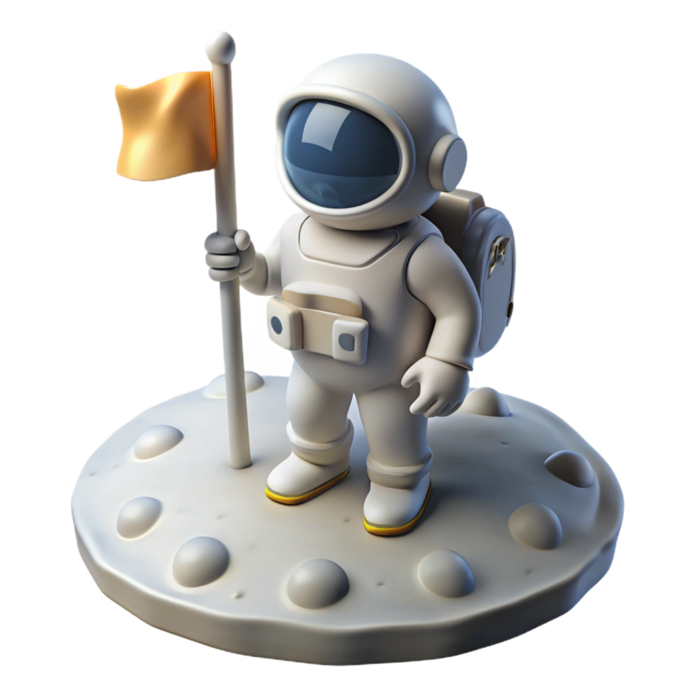 calm dazzling A lone astronaut, planting a flag on a desolate, gray moon, illuminated by the harsh white light of a distant sun. Photorealistic style, natural lighting flawless png