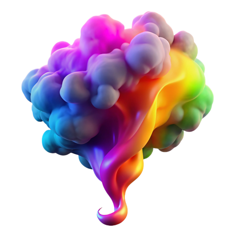 alluring organic A vibrant, multicolored smoke plume rising and swirling, illuminated by a dramatic backlight, with a smooth, ethereal quality ultra HD png