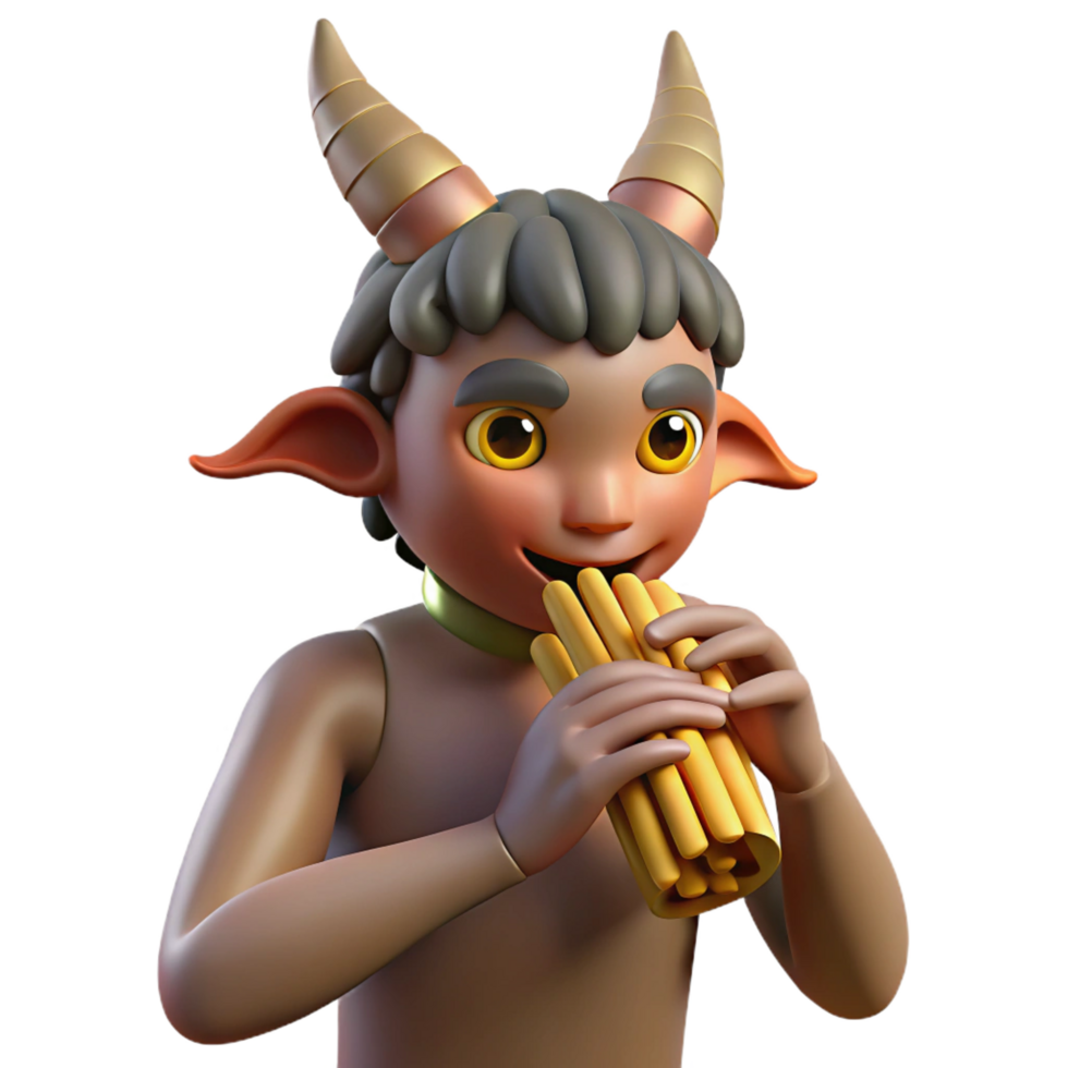 acclaimed futuristic A mischievous satyr playing a pan flute in a sun drenched forest, dappled sunlight, rococo style 8K png