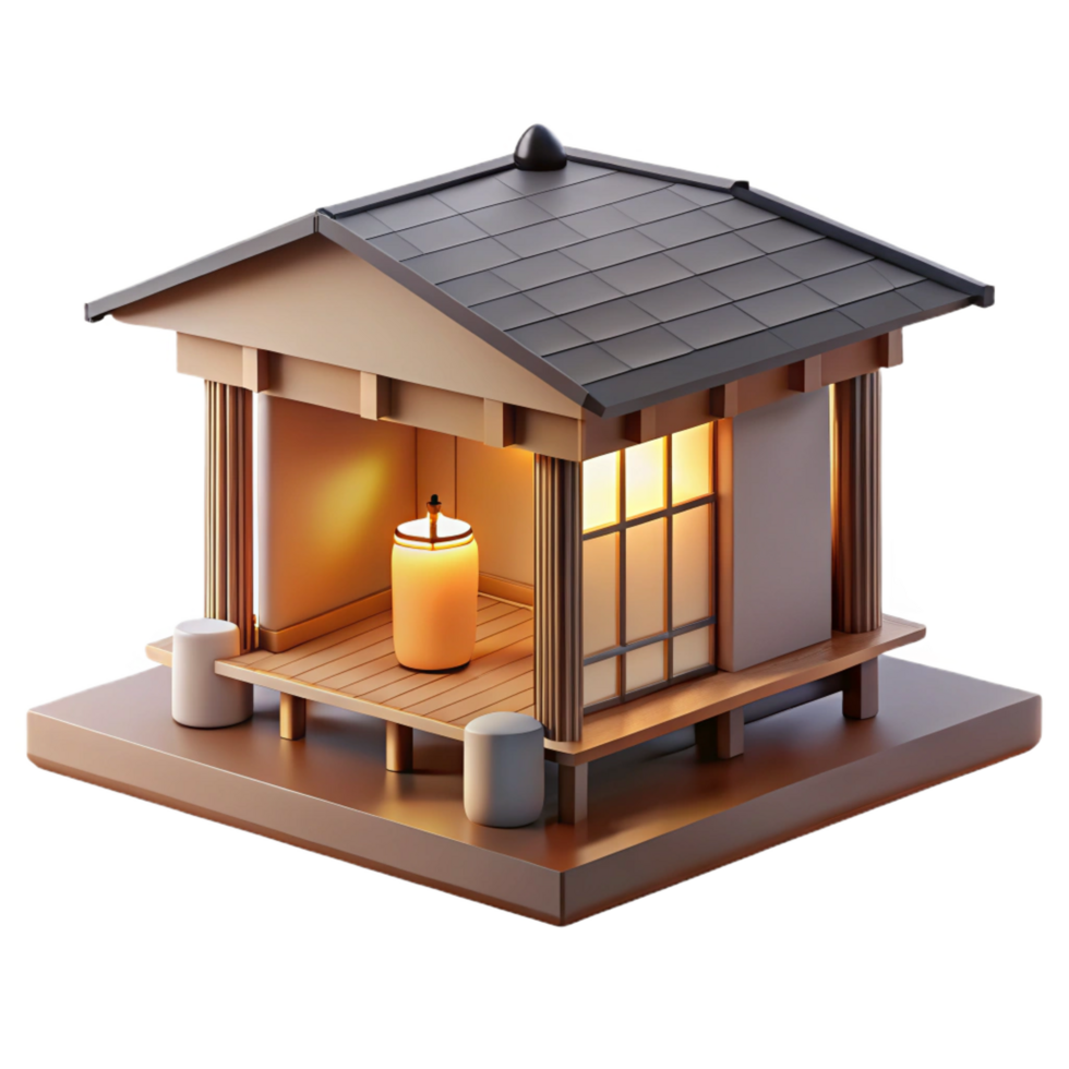 immaculate unparalleled A minimalist Japanese tea house, natural wood and paper, soft diffused lighting, serene atmosphere, png