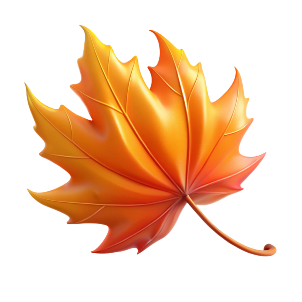 peaceful serene A solitary autumn leaf falling gracefully, swirling motion blur, warm orange and red hues, against a clear sky, cinematic style crisp png