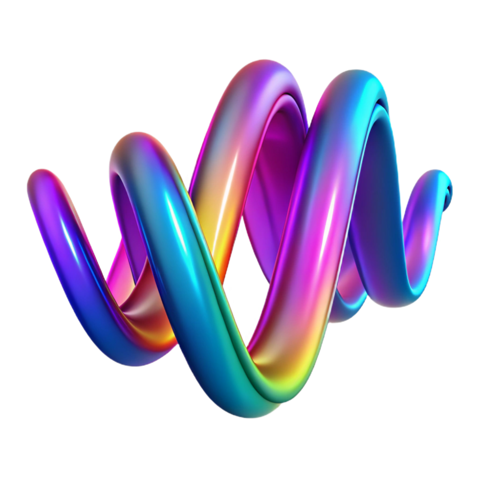 wonderful memorable An abstract representation of sound waves, visualized as colorful ribbons and curves, illuminated by a dynamic, pulsating light. Synthwave style, vibrant png