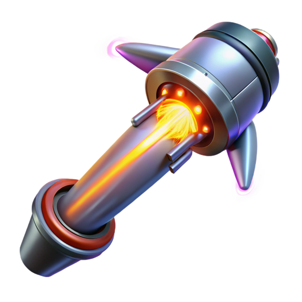 calm exquisite A futuristic weapon firing a beam of energy, vibrant light trails and particle effects, sci fi art style luxury png