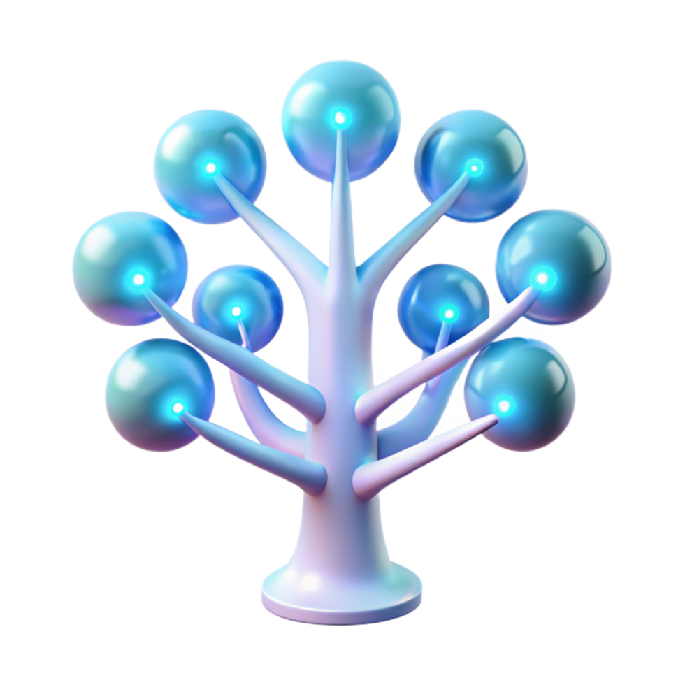 captivating ethereal abstract A bioluminescent tree with data flowing through its branches, soft glow, ethereal style gallery standard png