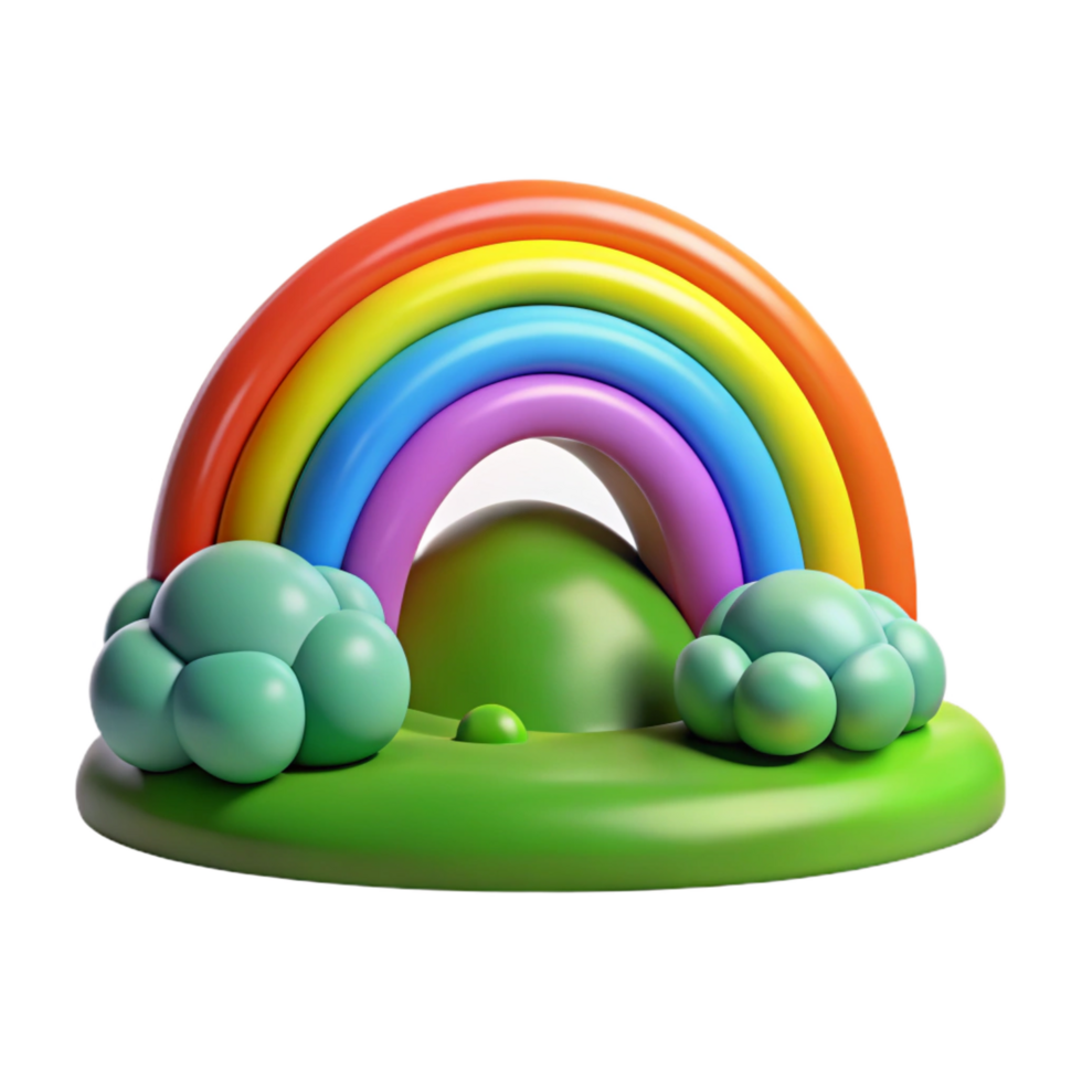 standout nordic A vibrant rainbow arcing over a green valley, after a rain shower, bright and cheerful, cartoon style crisp png