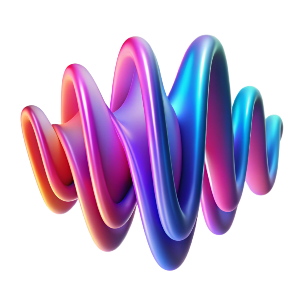 passionate exquisite An abstract representation of sound waves, visualized as colorful ribbons and curves, illuminated by a dynamic, pulsating light. Synthwave style, vibrant 4K png