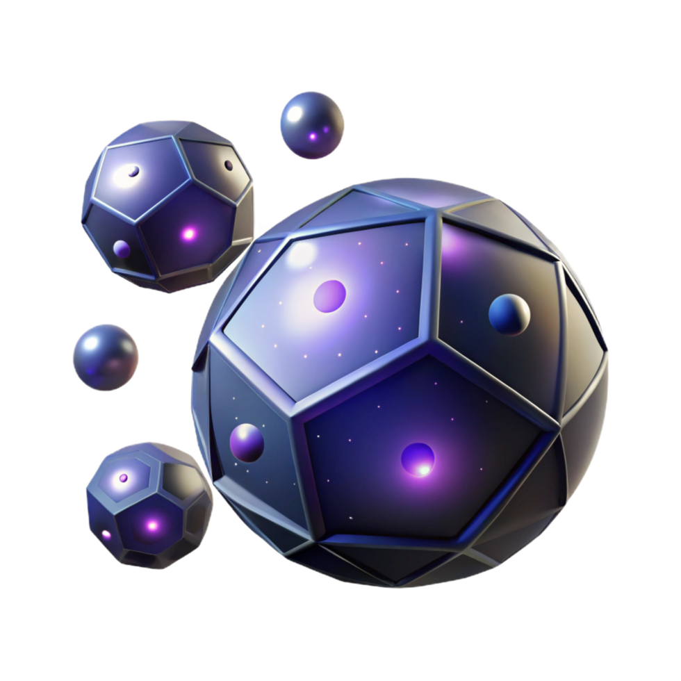 remarkable gothic A field of glowing, geometric orbs, floating in a dark, infinite space, with a subtle, ambient light crisp png