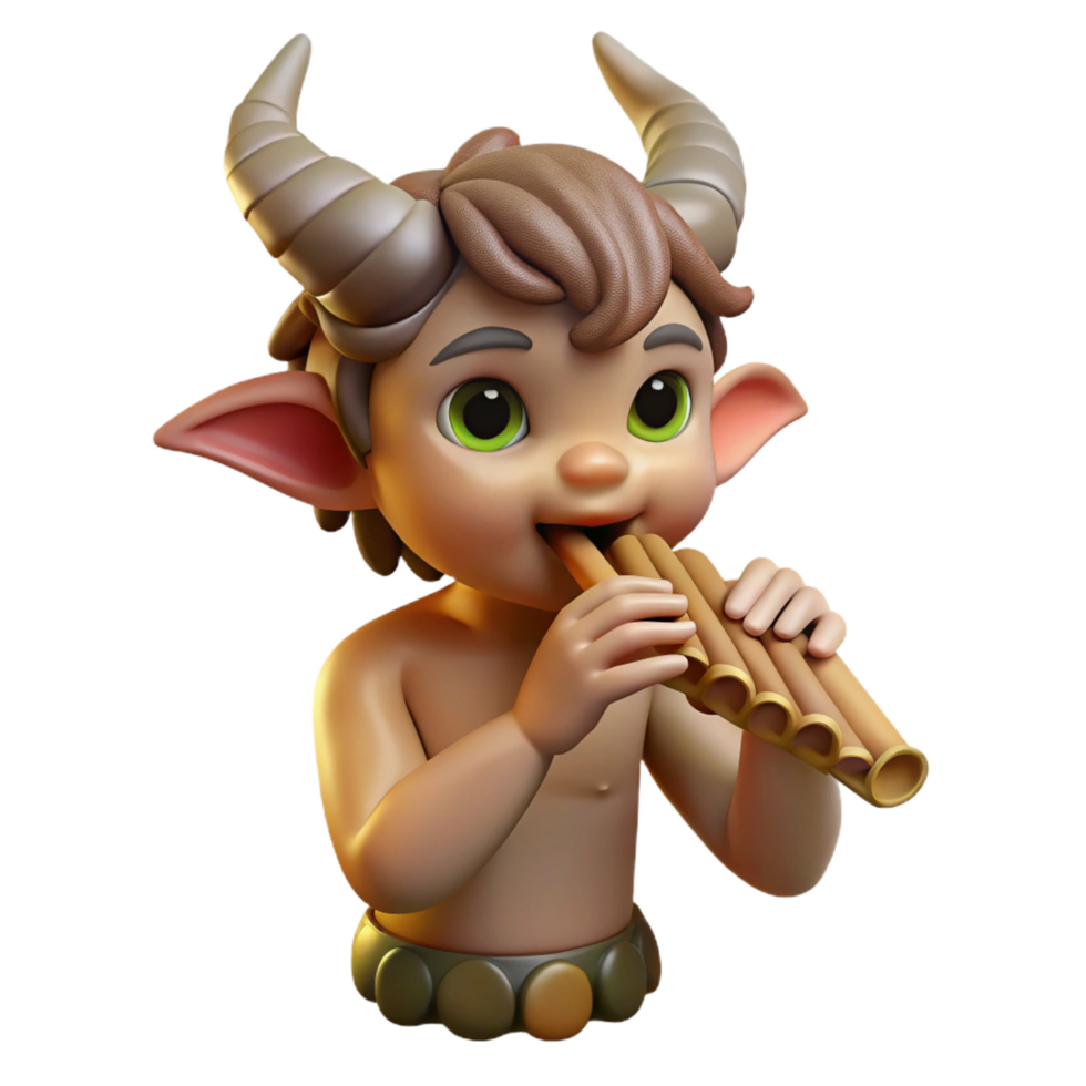 calm gorgeous A mischievous satyr playing a pan flute in a sun drenched forest glade, Impressionist style 8K png