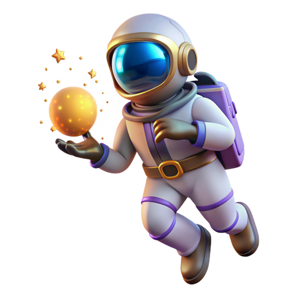 spectacular remarkable A lone astronaut floating in space, holding a glowing orb of energy, surrounded by distant stars, rendered in a surreal, space art style png