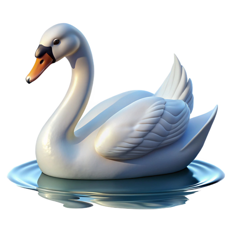 inspired baroque A graceful swan gliding across a still lake, serene morning light, rendered in a soft, romantic style authentic png