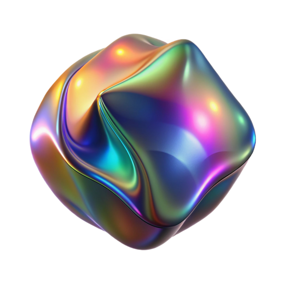 vibrant exceptional A shimmering, holographic surface, reflecting distorted, abstract shapes, with a vibrant, multi colored light source png