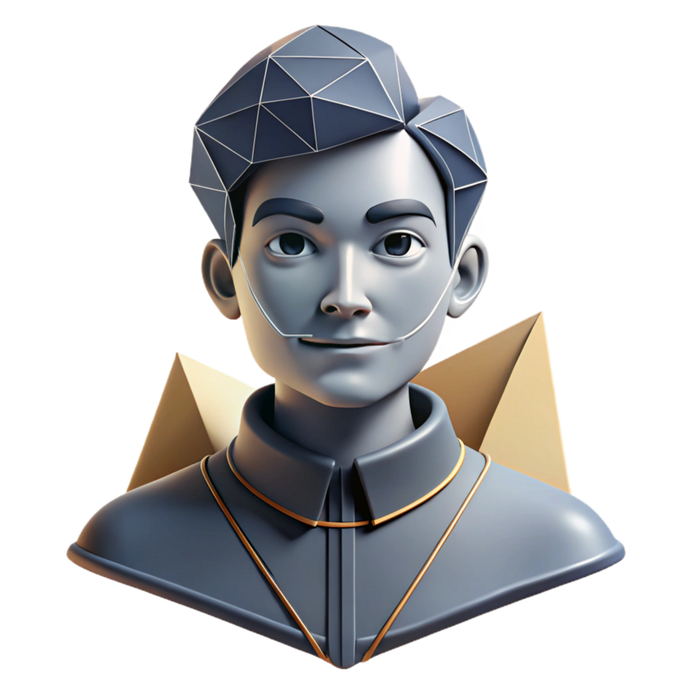 distinguished modern An abstract portrait composed of geometric shapes and lines, with a monochromatic color palette and a high contrast lighting setup exclusive png
