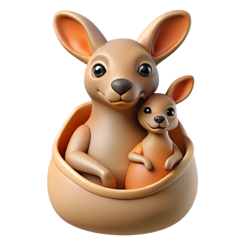 quintessential urban A curious kangaroo with its joey peeking out of the pouch, Australian outback setting, realistic rendering ultra HD png