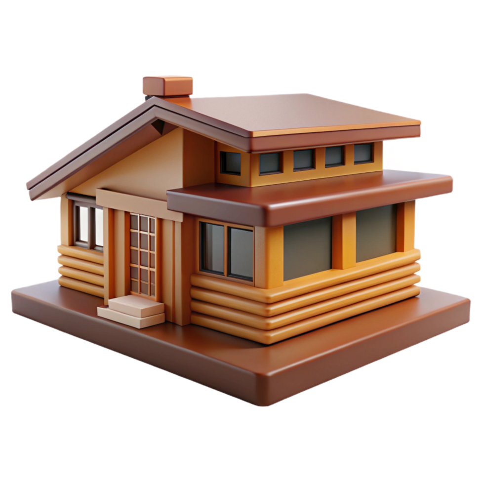 rare futuristic A Frank Lloyd Wright Prairie School house, horizontal lines, natural materials, integrated with the landscape genuine png